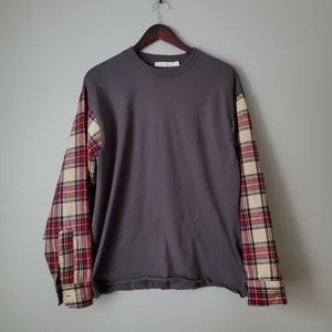 ❌SOLD❌ mnml flannel patchwork long-sleeve tee